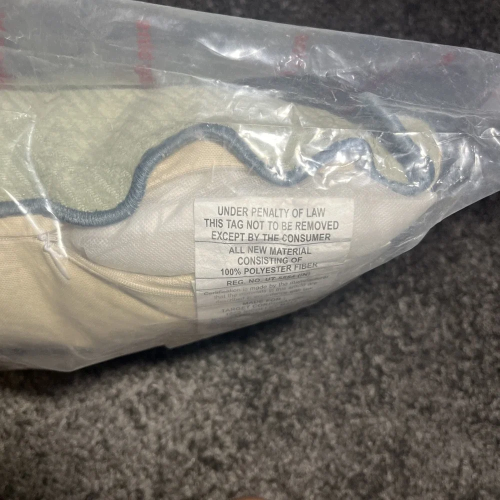 Sage Green Ruffled Edge Lumbar Support Pillow With Removable‎ Cover Brand New